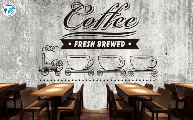 Decal dán tường quán cà phê